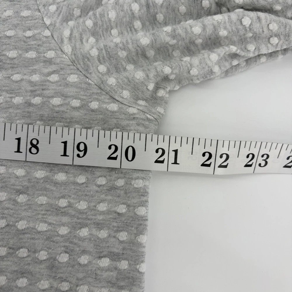 Loft Womens Large Gray‎ Puff Short Sleeve Textured Clip Dot Knit Blouse Top